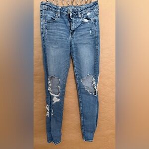 American Eagle Outfitters Ripped Blue Skinny Jeans